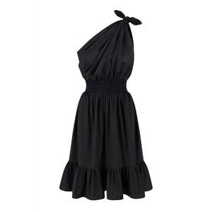 NEW MONICA NERA demi midi silk dress in black